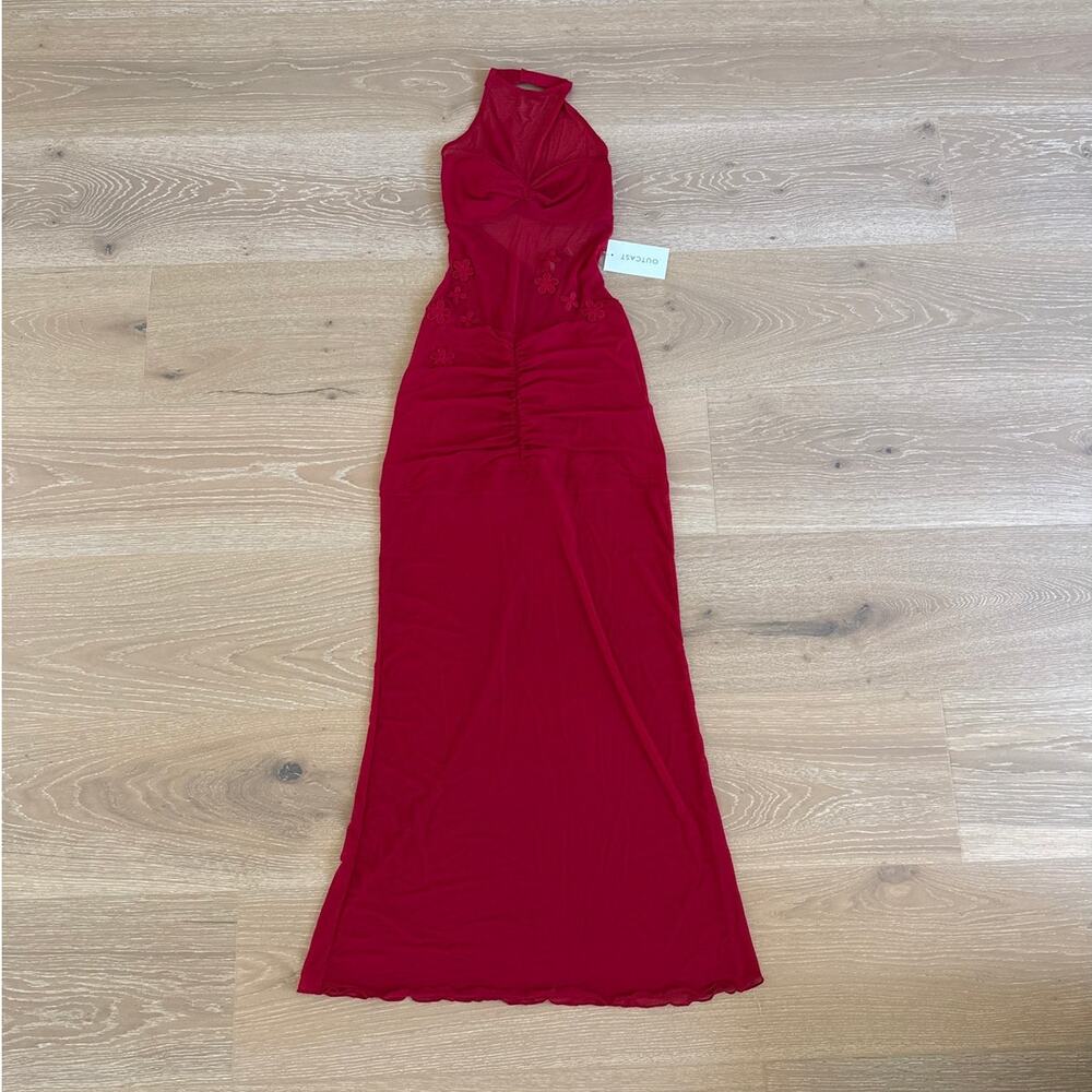 Outcast Clothing Maxi Dress Halter Neck Zerra Size M Red